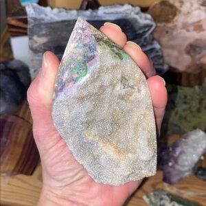 SOLD ON WN Rainbow Aura Sphalerite Druzy Freeform